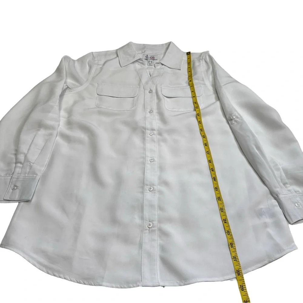 D&Co White Collared Button-Down Shirt Size XS Long Sleeve Can Be Worn Up NWOT - Picture 9 of 10